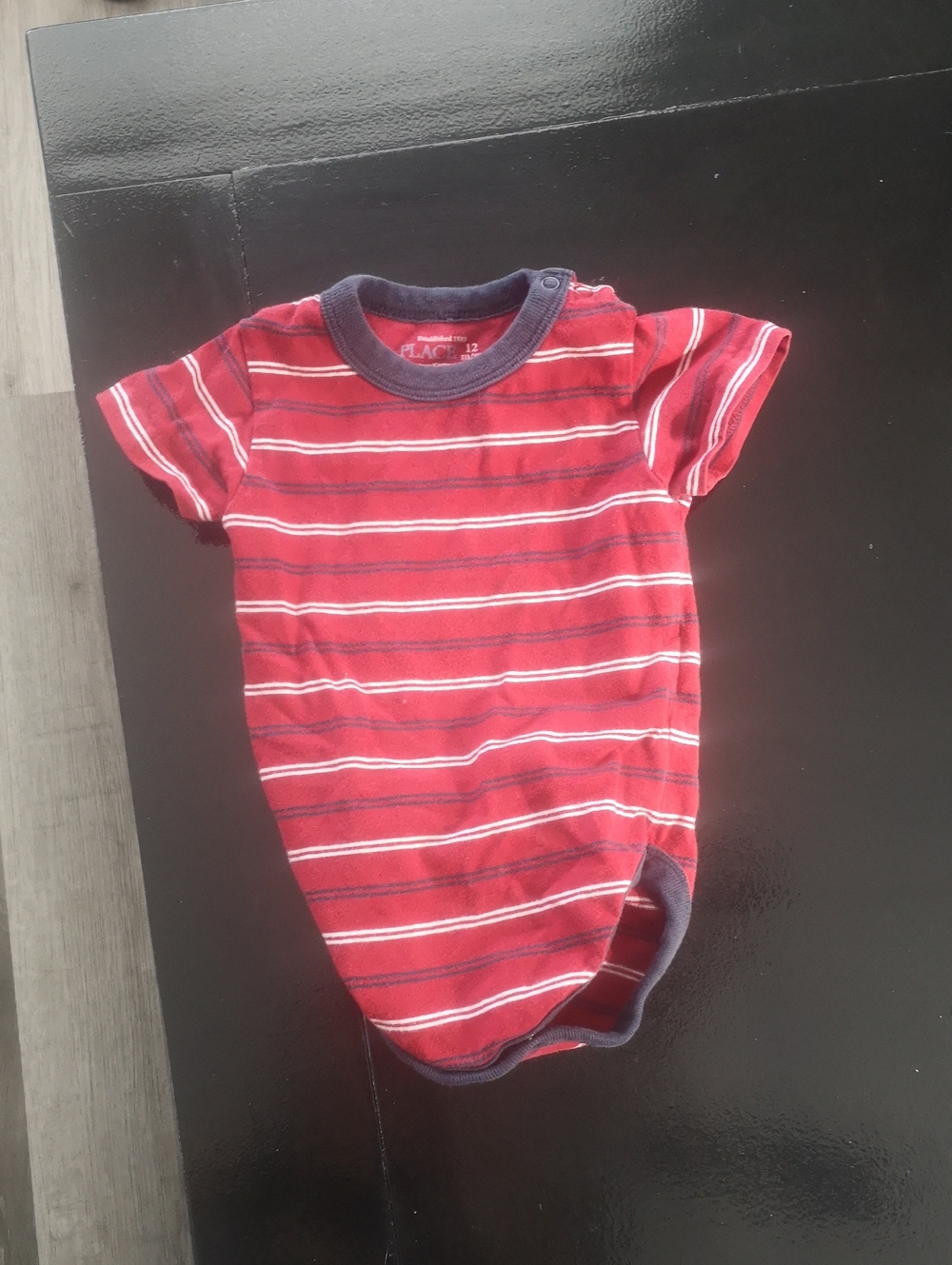 The Children's Place Red and Navy Striped Short-Sleeve One-Piece